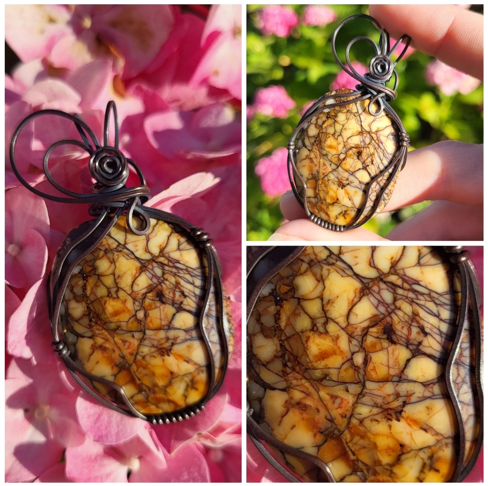 Handmade Designer Yellow Jacket Jasper Pendant